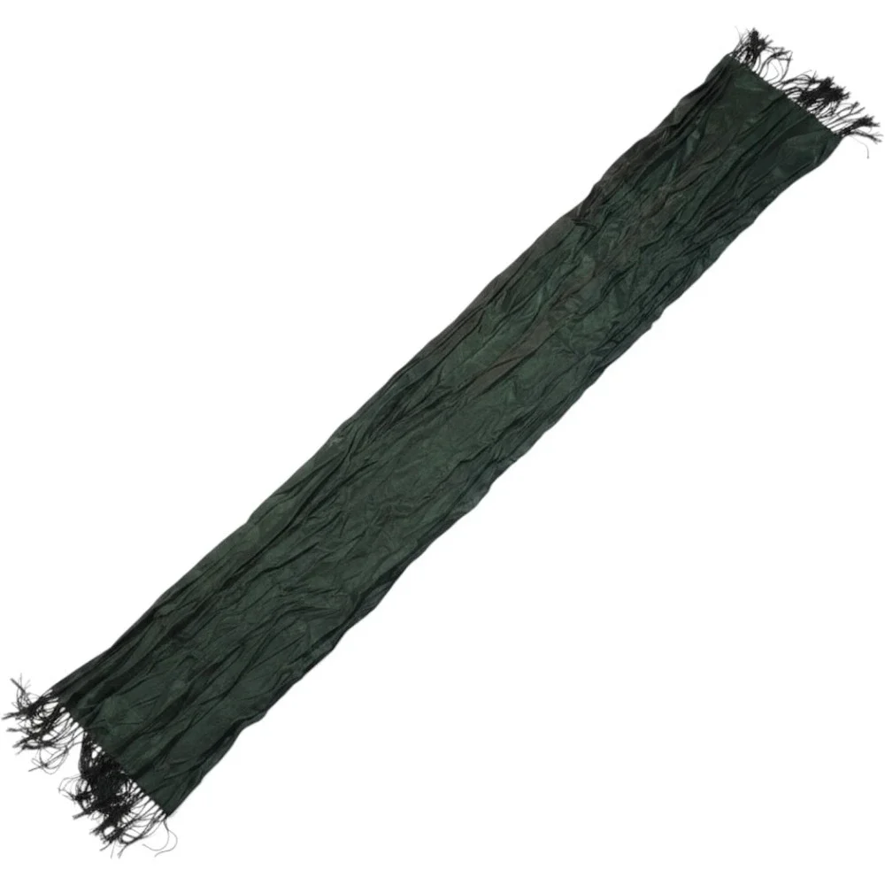 Vintage Dark Green Bronze Iridescent Crinkle Fringe Long Wrap Scarf Shawl 80in